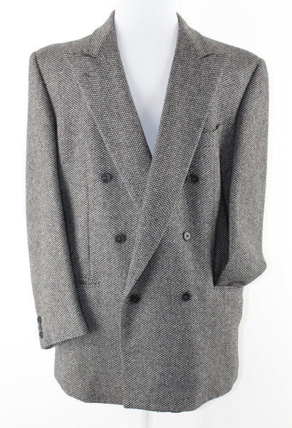 Ermenegildo Zegna Sz 52S? Black Gray Double Breasted 100% Cashmere Blazer Jacket