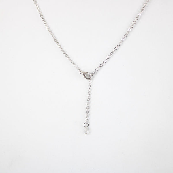 CHRISTINE Name Silvertone Rhinestone 14.5" w 4.5" Multi Ring Ext Necklace