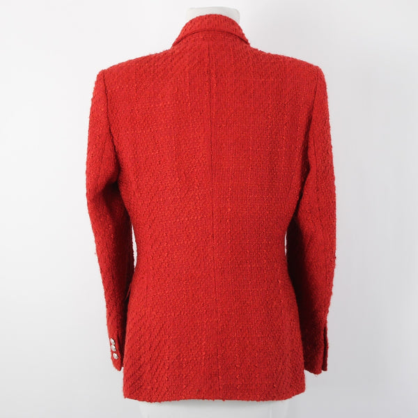 Zara NEW $90 Sz L Red Silver Faux Pockets Double Breasted Poly Acetate Jacket