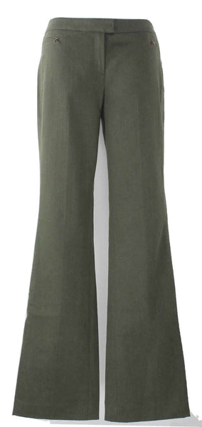 Worth NEW Sz 8 x 34"  Olive Green Flat Front Zip Pocket Cotton Blend Pant