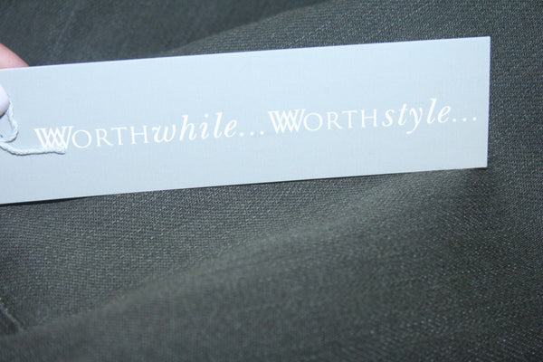 Worth NEW Sz 8 x 34"  Olive Green Flat Front Zip Pocket Cotton Blend Pant