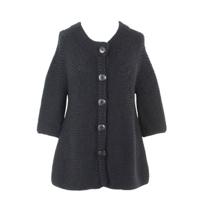 Vince Sz M Black Knitted Button Up Wool Polyamide Cardigan Sweater