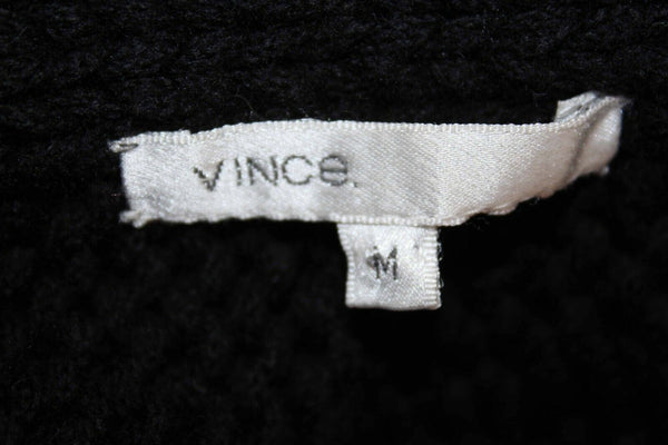 Vince Sz M Black Knitted Button Up Wool Polyamide Cardigan Sweater