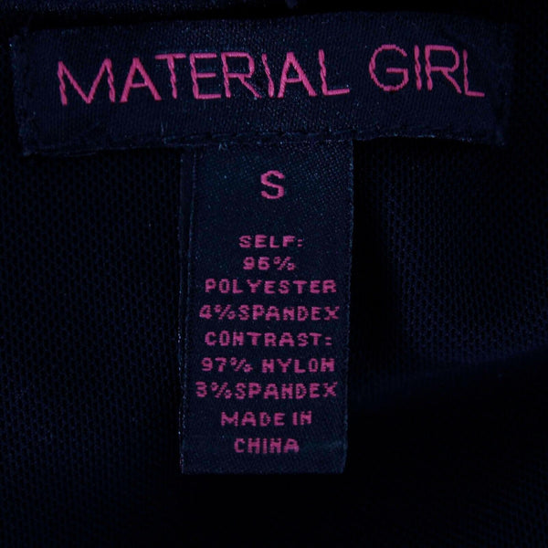 Material Girl Sz S Black Sheer Long Sleeve Polyester Spandex BodyCon Dress