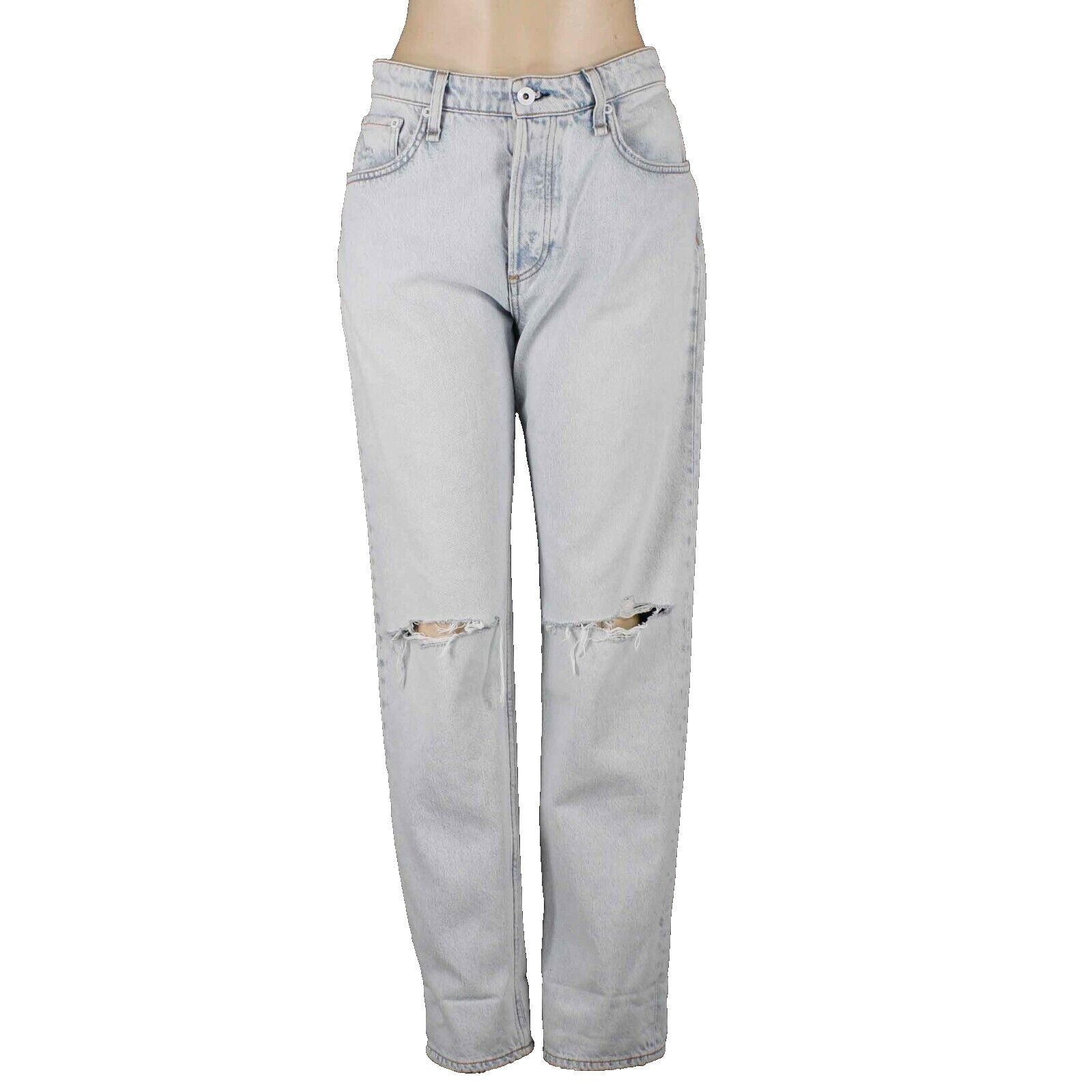 Rag & Bone NEW $255 Sz 28 x 30 Chambray Distressed Rip Knee All Cotton Jean