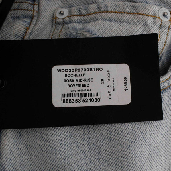 Rag & Bone NEW $255 Sz 28 x 30 Chambray Distressed Rip Knee All Cotton Jean