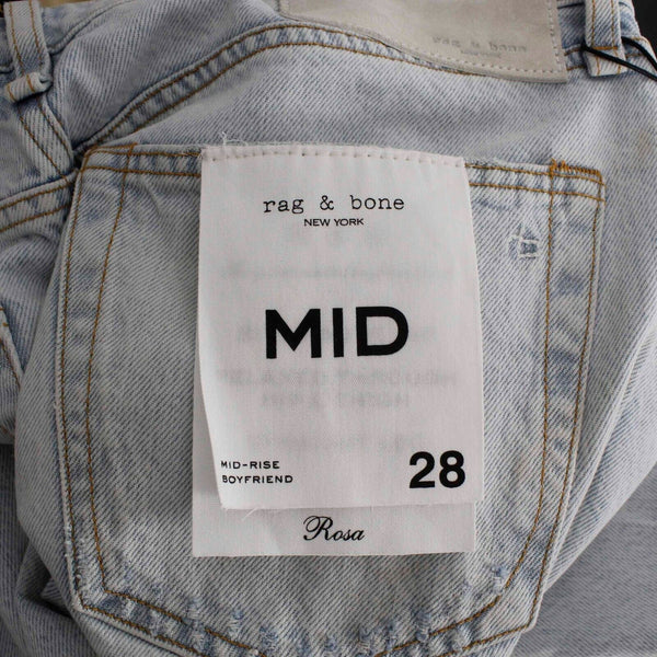 Rag & Bone NEW $255 Sz 28 x 30 Chambray Distressed Rip Knee All Cotton Jean