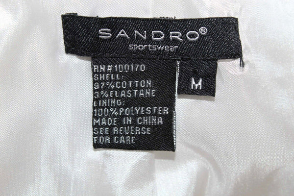 Sandro Sz M White 3/4 Sleeve Belted Cotton Blend Lined Blazer Jacket