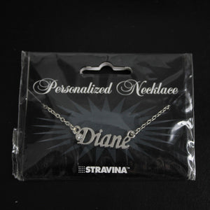 DIANE Name Silvertone Rhinestone 14.5" w 4.5" Multi Ring Ext Necklace