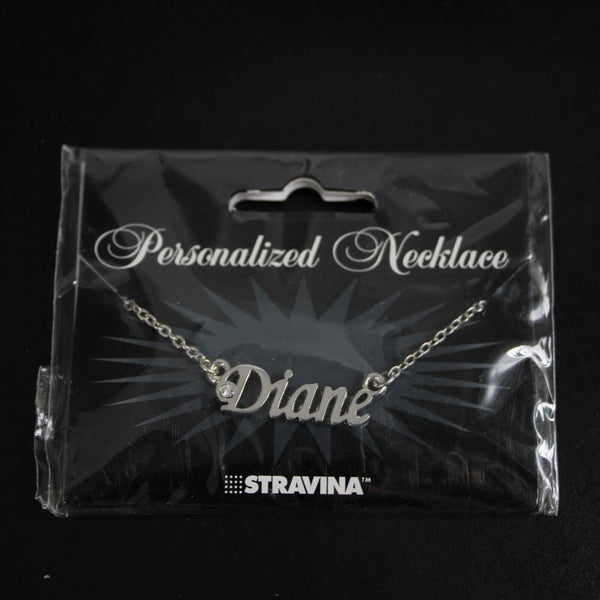 DIANE Name Silvertone Rhinestone 14.5" w 4.5" Multi Ring Ext Necklace