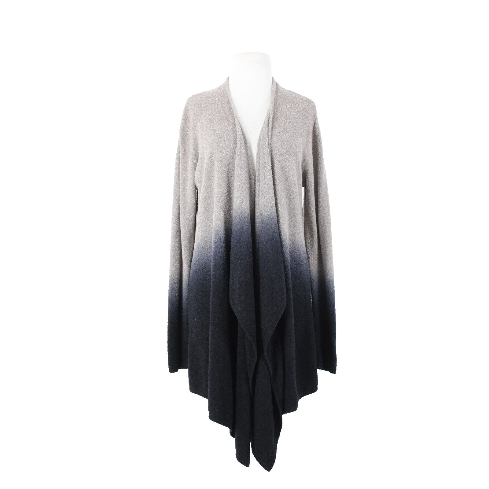Barefoot Dreams Sz L XL Gray Black Ombre Asymmetrical Nylon Rayon Wrap Sweater