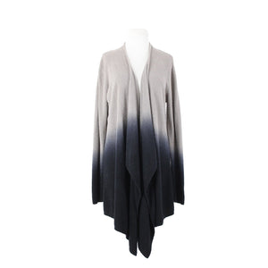 Barefoot Dreams Sz L XL Gray Black Ombre Asymmetrical Nylon Rayon Wrap Sweater