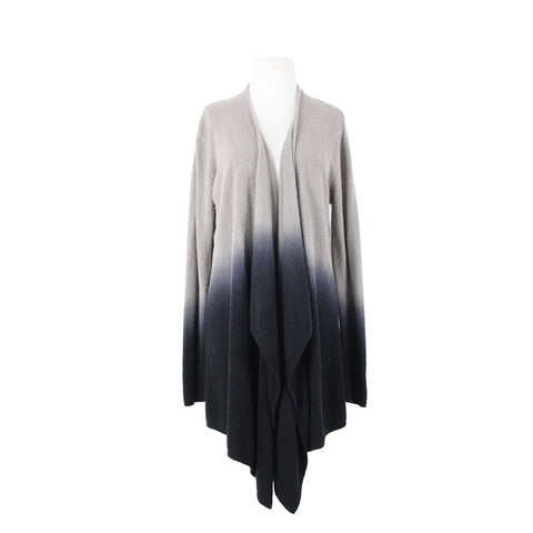 Barefoot Dreams Sz L XL Gray Black Ombre Asymmetrical Nylon Rayon Wrap Sweater