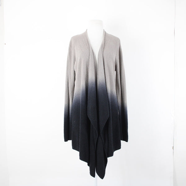 Barefoot Dreams Sz L XL Gray Black Ombre Asymmetrical Nylon Rayon Wrap Sweater