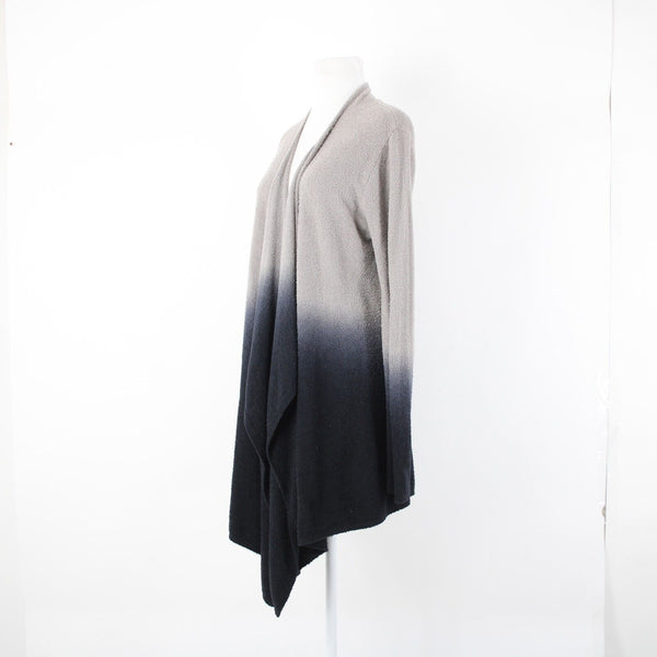 Barefoot Dreams Sz L XL Gray Black Ombre Asymmetrical Nylon Rayon Wrap Sweater