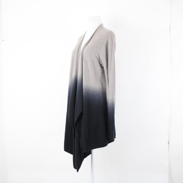 Barefoot Dreams Sz L XL Gray Black Ombre Asymmetrical Nylon Rayon Wrap Sweater