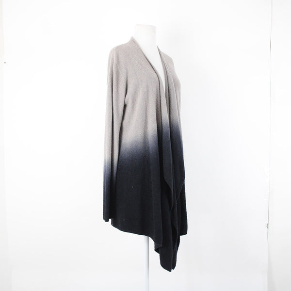 Barefoot Dreams Sz L XL Gray Black Ombre Asymmetrical Nylon Rayon Wrap Sweater