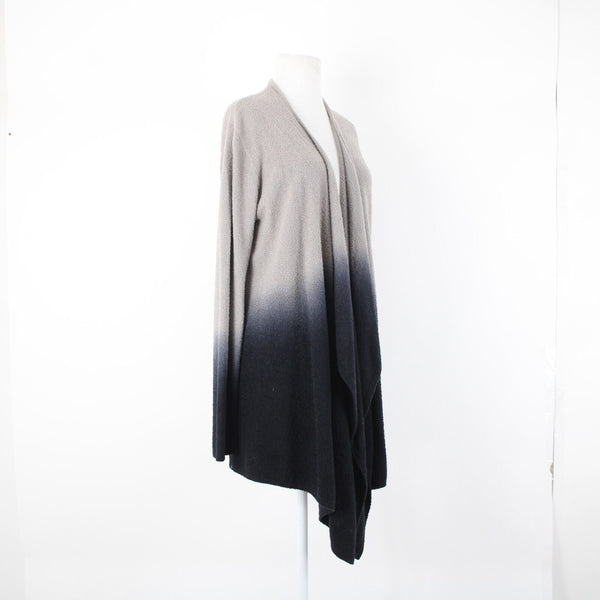 Barefoot Dreams Sz L XL Gray Black Ombre Asymmetrical Nylon Rayon Wrap Sweater