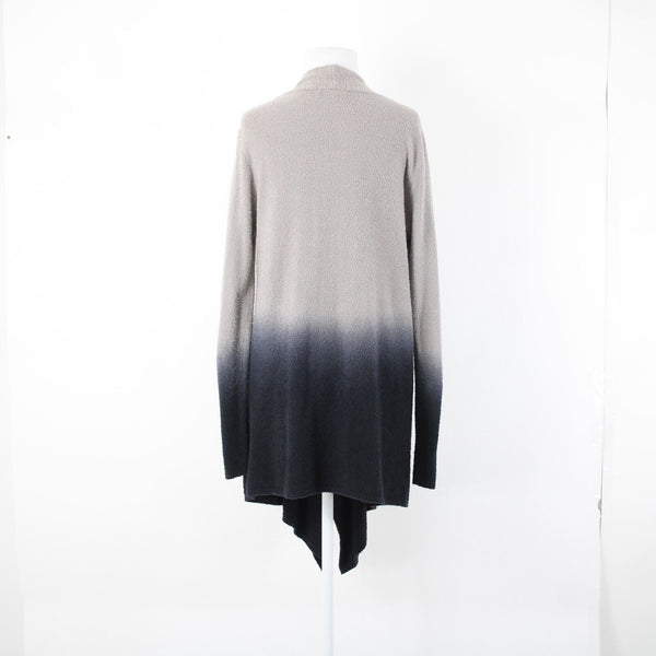 Barefoot Dreams Sz L XL Gray Black Ombre Asymmetrical Nylon Rayon Wrap Sweater