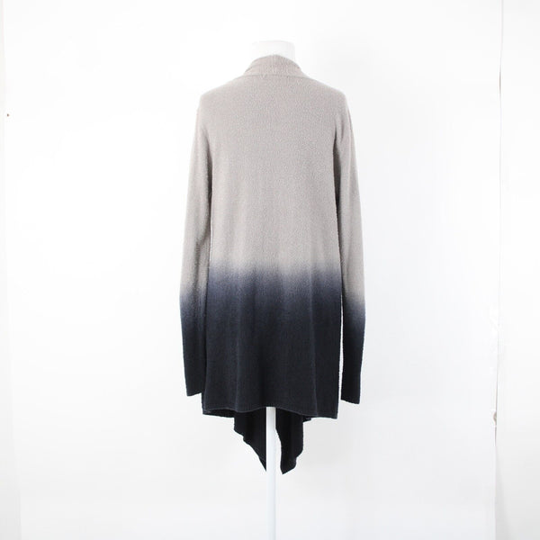 Barefoot Dreams Sz L XL Gray Black Ombre Asymmetrical Nylon Rayon Wrap Sweater