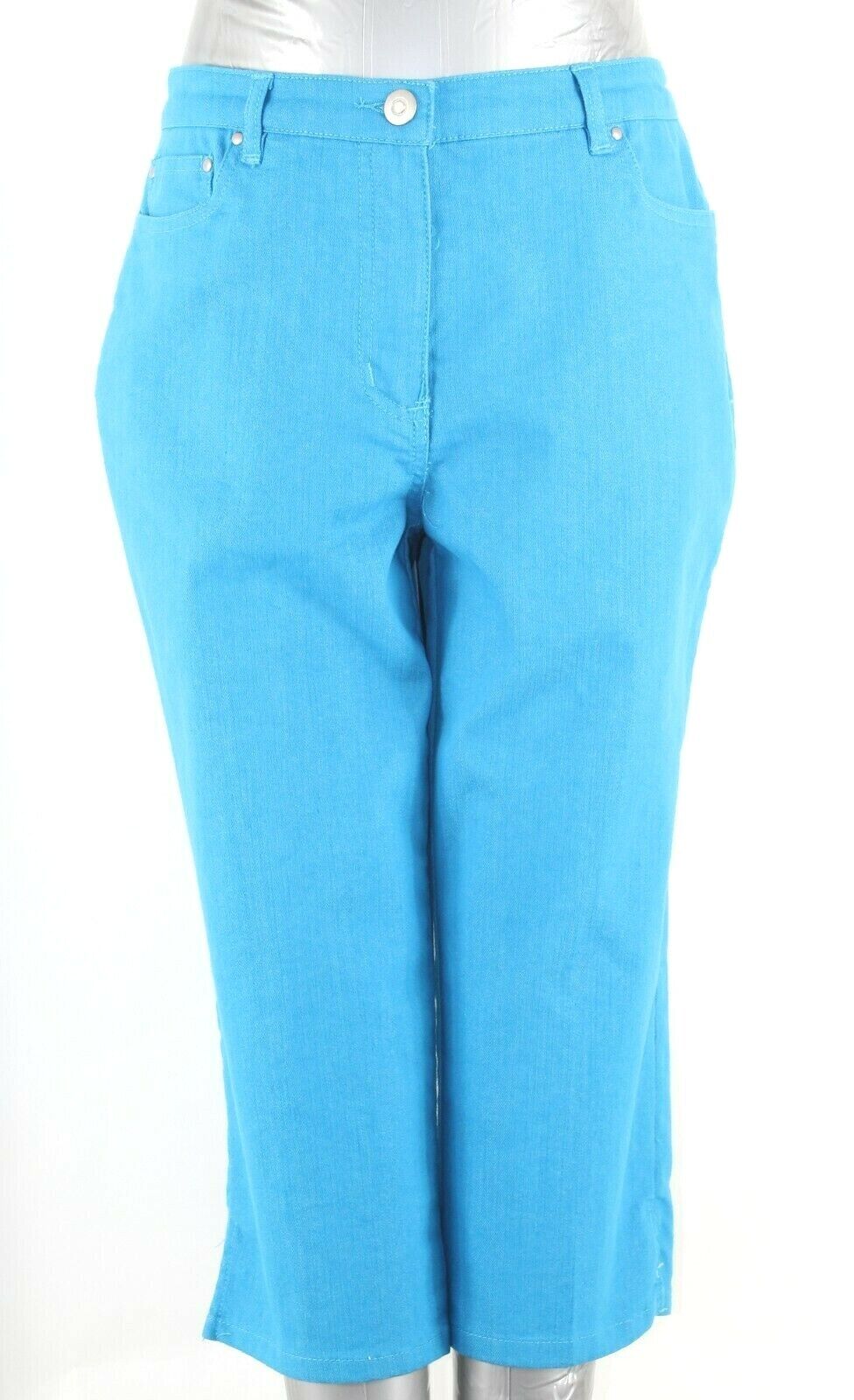 Ruby Rd Sz 6 x 18 Blue Rhinestone Pockets Cotton Blend Crop Jean Pant