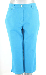 Ruby Rd Sz 6 x 18 Blue Rhinestone Pockets Cotton Blend Crop Jean Pant