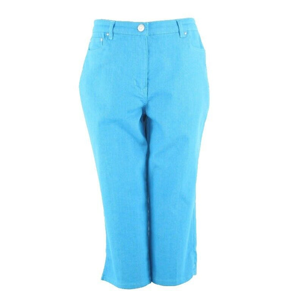 Ruby Rd Sz 6 x 18 Blue Rhinestone Pockets Cotton Blend Crop Jean Pant