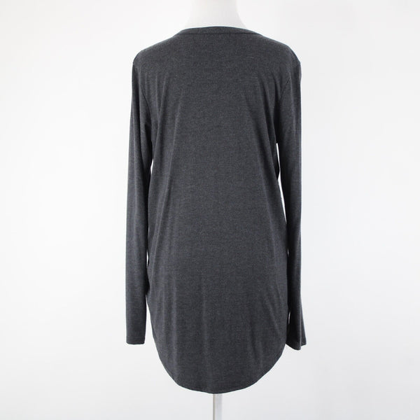 Michael Stars Sz OS Dark Gray Rhinestones V Neck Hi Lo Rayon Polyester Top