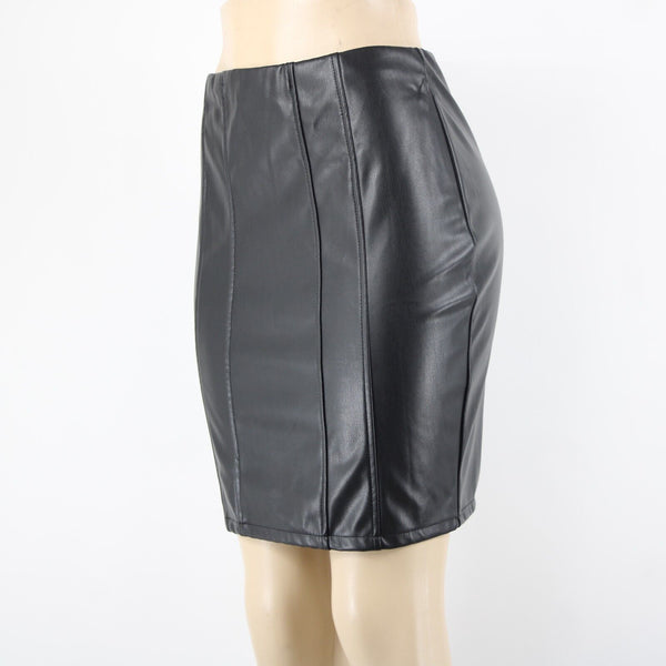 Haute Monde NEW Sz 2 Black Faux Leather 100% Polyester /Polyurethane Skirt