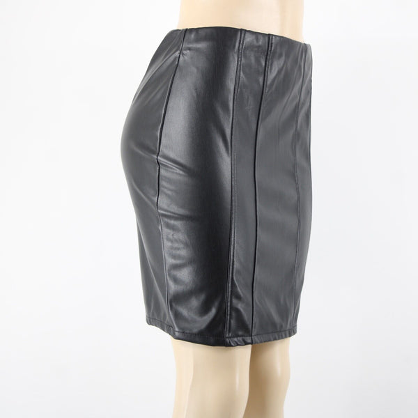 Haute Monde NEW Sz 2 Black Faux Leather 100% Polyester /Polyurethane Skirt