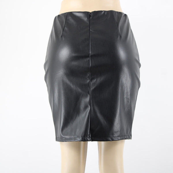 Haute Monde NEW Sz 2 Black Faux Leather 100% Polyester /Polyurethane Skirt