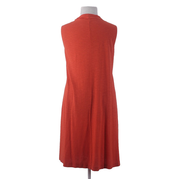 Eileen Fisher Dress Sz 2X Orange Cowl Neck Pockets Hemp Organic Cotton Dress