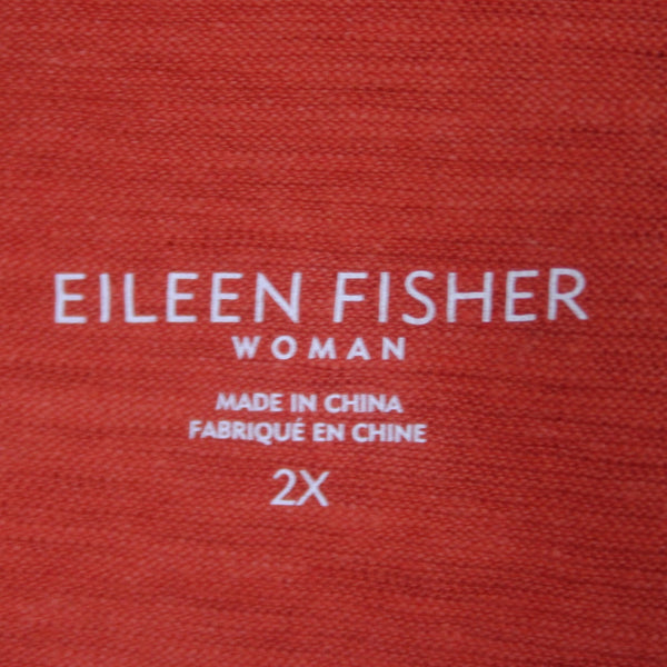 Eileen Fisher Dress Sz 2X Orange Cowl Neck Pockets Hemp Organic Cotton Dress