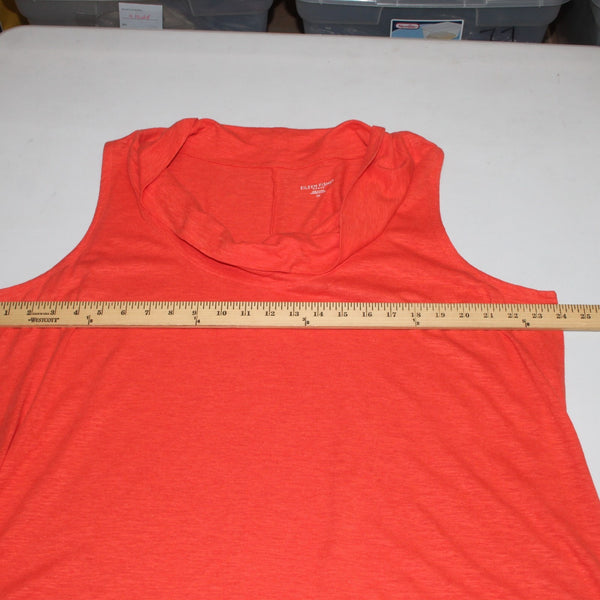 Eileen Fisher Dress Sz 2X Orange Cowl Neck Pockets Hemp Organic Cotton Dress