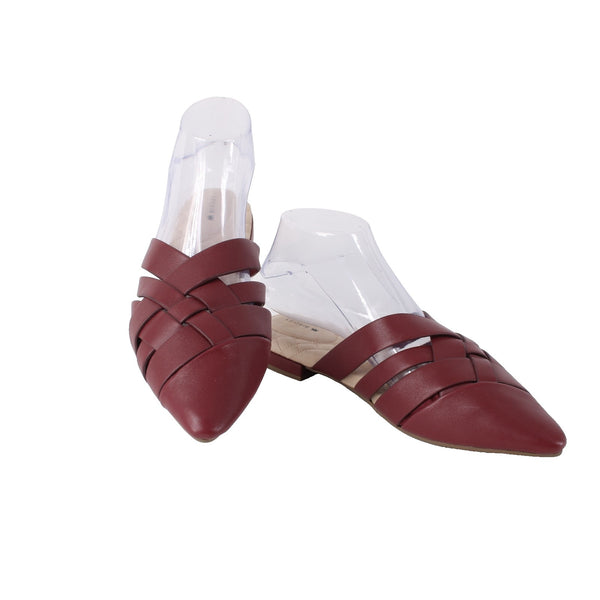 Birdies Sz 9 Mule Slide The Dove Sz 9 Rhubarb Red Pointed Toe Leather 1" Flats