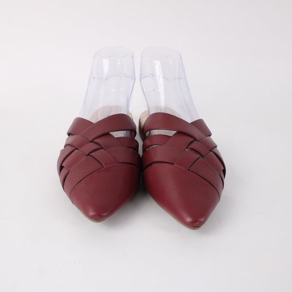 Birdies Sz 9 Mule Slide The Dove Sz 9 Rhubarb Red Pointed Toe Leather 1" Flats