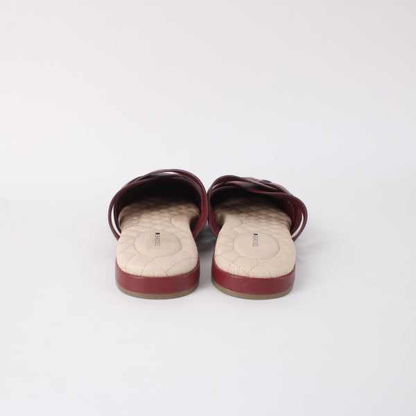 Birdies Sz 9 Mule Slide The Dove Sz 9 Rhubarb Red Pointed Toe Leather 1" Flats