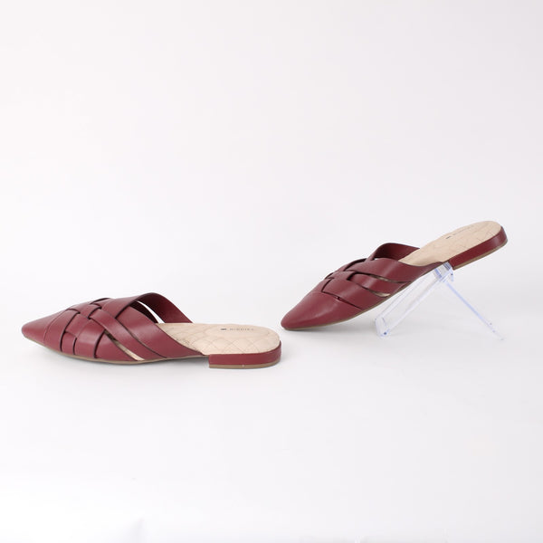 Birdies Sz 9 Mule Slide The Dove Sz 9 Rhubarb Red Pointed Toe Leather 1" Flats