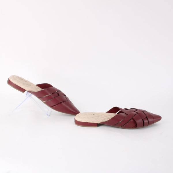 Birdies Sz 9 Mule Slide The Dove Sz 9 Rhubarb Red Pointed Toe Leather 1" Flats