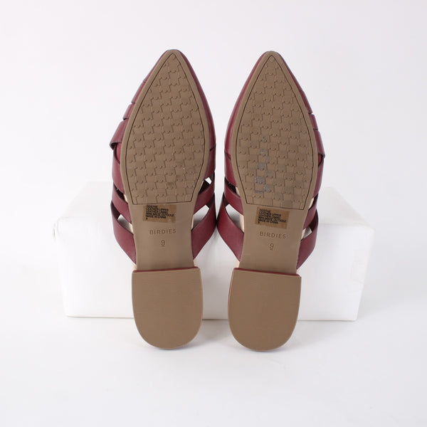 Birdies Sz 9 Mule Slide The Dove Sz 9 Rhubarb Red Pointed Toe Leather 1" Flats