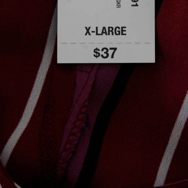 Worthington NEW $37 Sz XL Burgundy Navy  Multicolor Sheer Striped 100% Poly Top