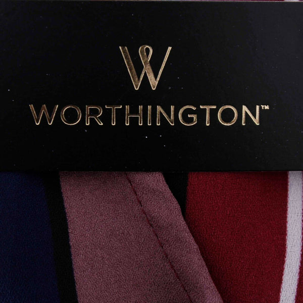 Worthington NEW $37 Sz XL Burgundy Navy  Multicolor Sheer Striped 100% Poly Top