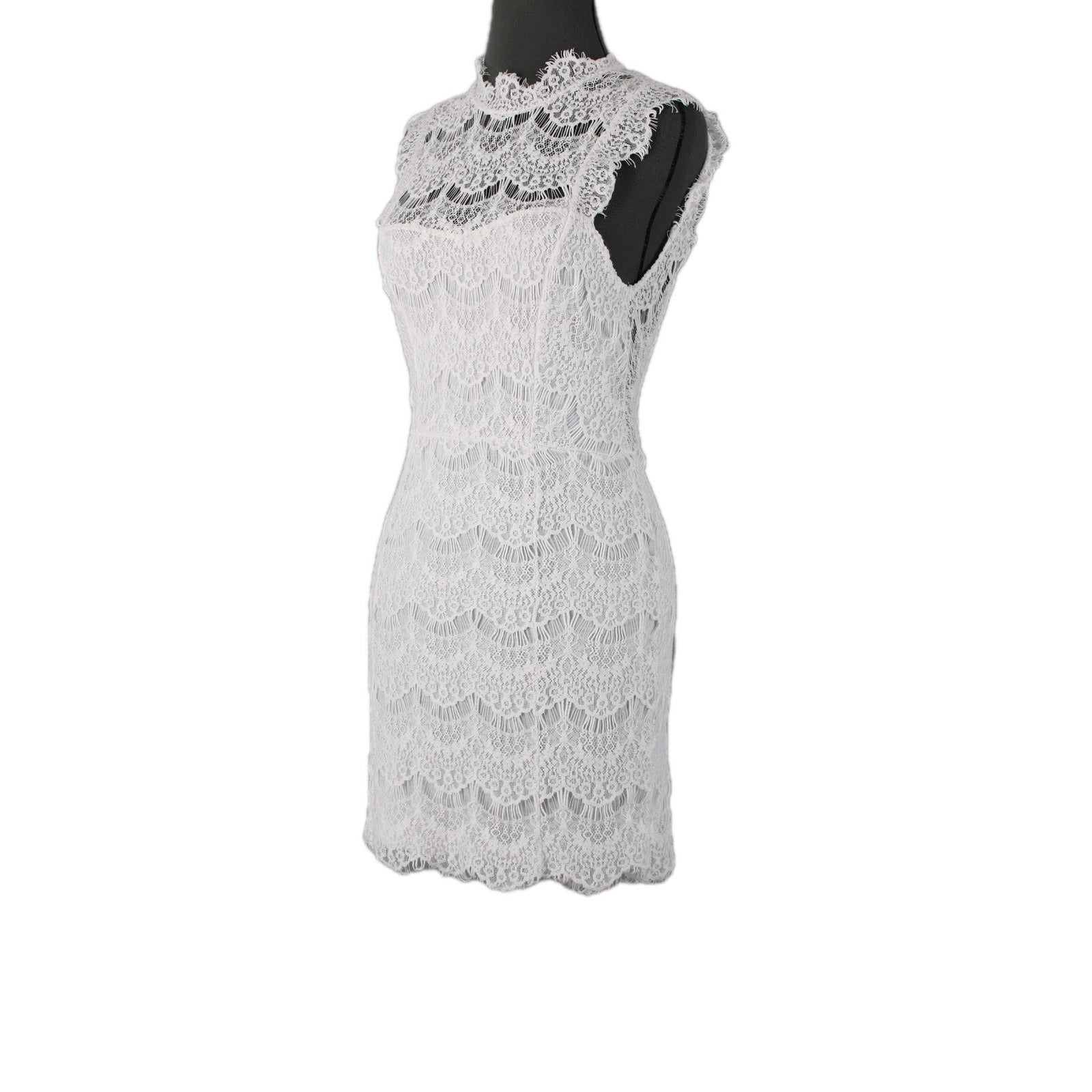 Free People Sz XS White Lace Lined Sleeveless Open Back Cotton Nylon Dress