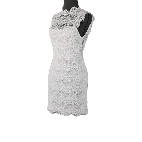 Free People Sz XS White Lace Lined Sleeveless Open Back Cotton Nylon Dress