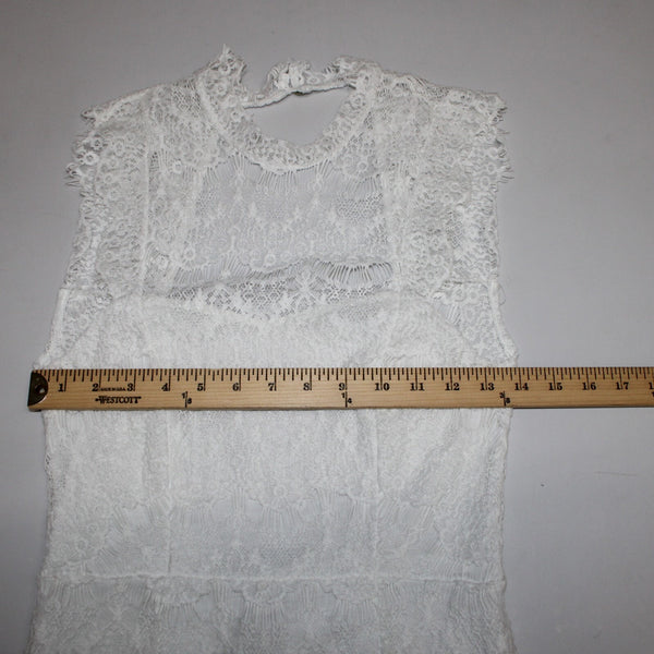 Free People Sz XS White Lace Lined Sleeveless Open Back Cotton Nylon Dress