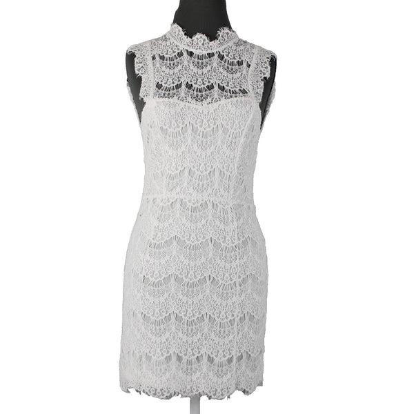 Free People Sz XS White Lace Lined Sleeveless Open Back Cotton Nylon Dress
