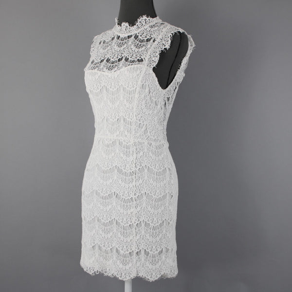 Free People Sz XS White Lace Lined Sleeveless Open Back Cotton Nylon Dress