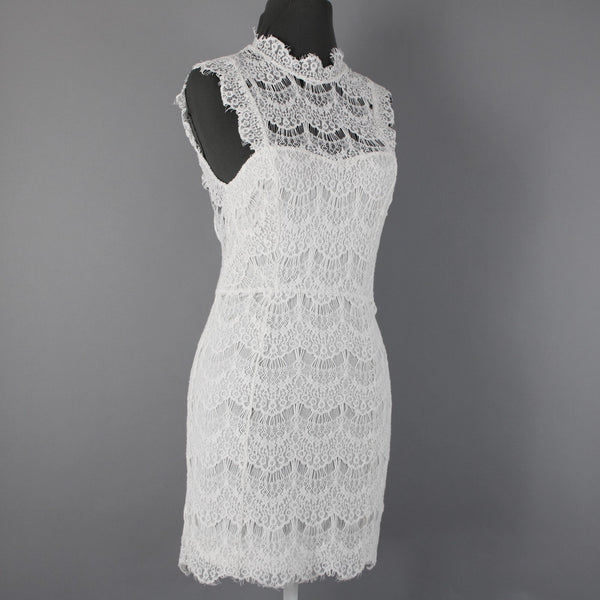 Free People Sz XS White Lace Lined Sleeveless Open Back Cotton Nylon Dress