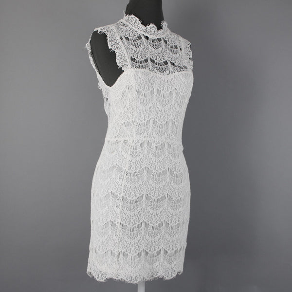 Free People Sz XS White Lace Lined Sleeveless Open Back Cotton Nylon Dress
