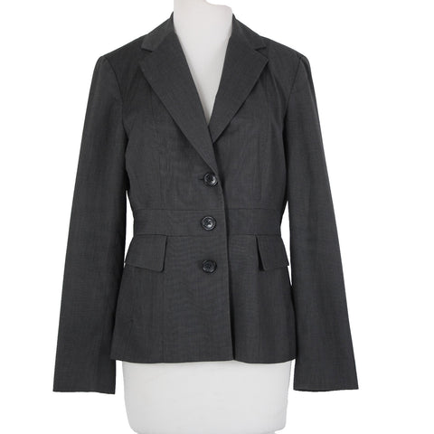 Banana Republic Sz 6 Gray Black White Lined Polyester Rayon Blazer Jacket